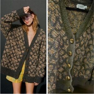 Coach Gray and Brown Cardigan Sweater